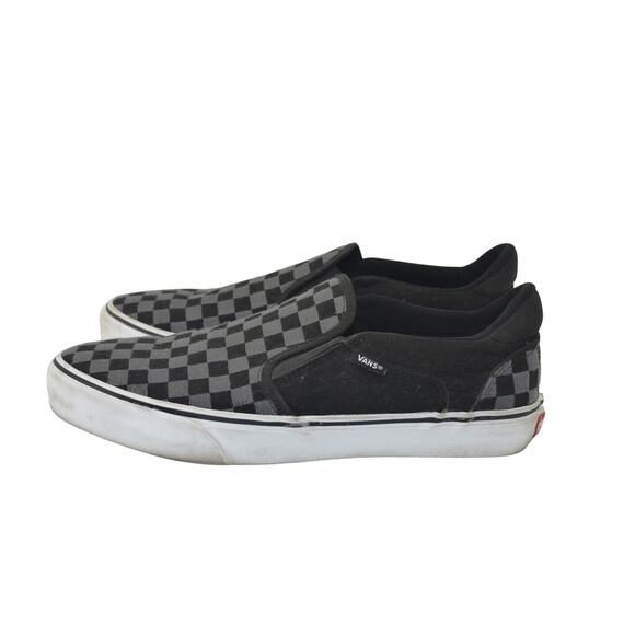 Vans Black Gray Size 11 Asher Deluxe Cherkboard Sneaker - Picture 1 of 12